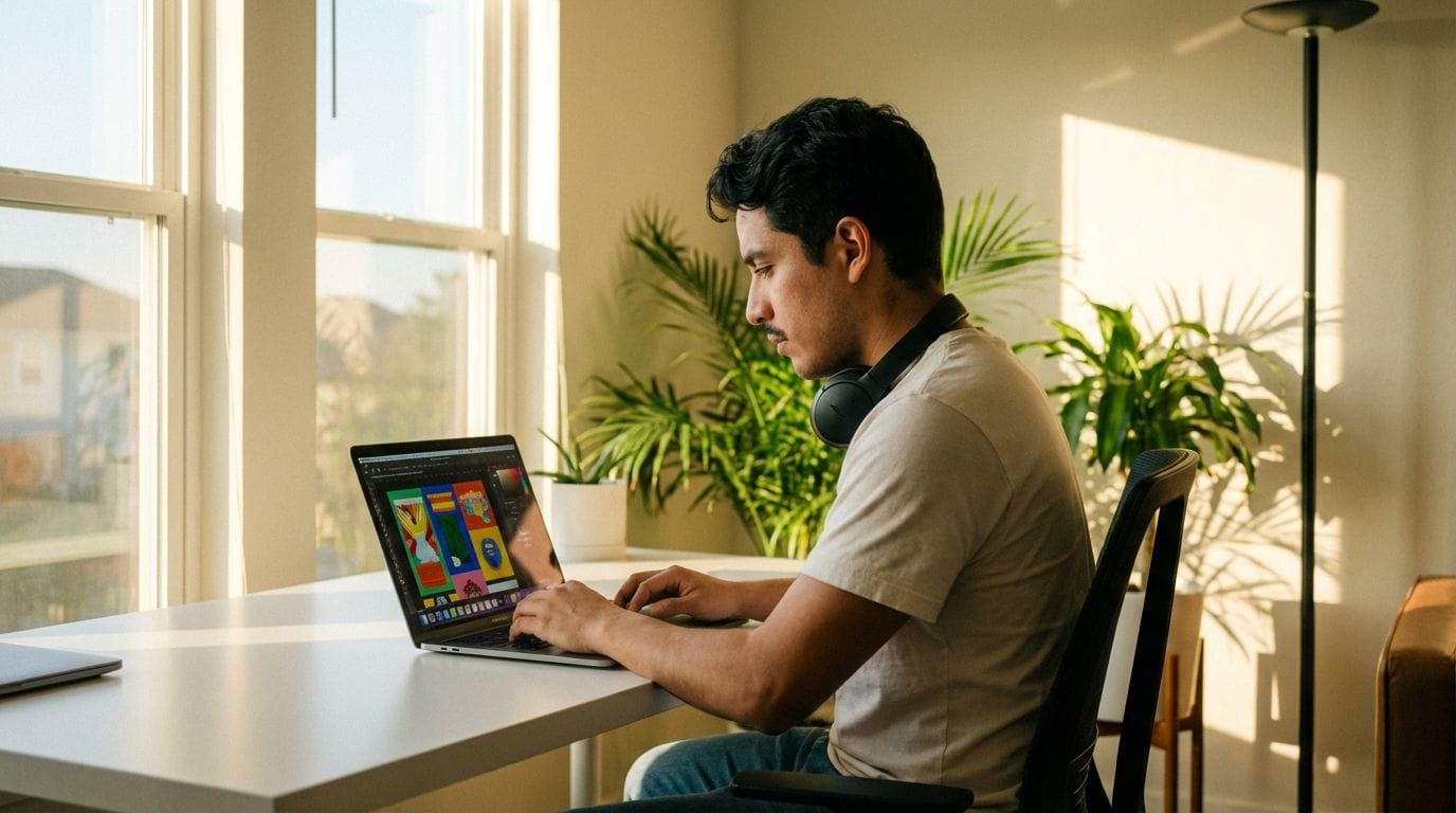 Freelancer mexicano trabajando desde casa